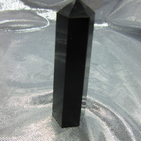 Black Tourmaline Polished Tower Generator Crystal Meditation Tool - Picture 1 of 7